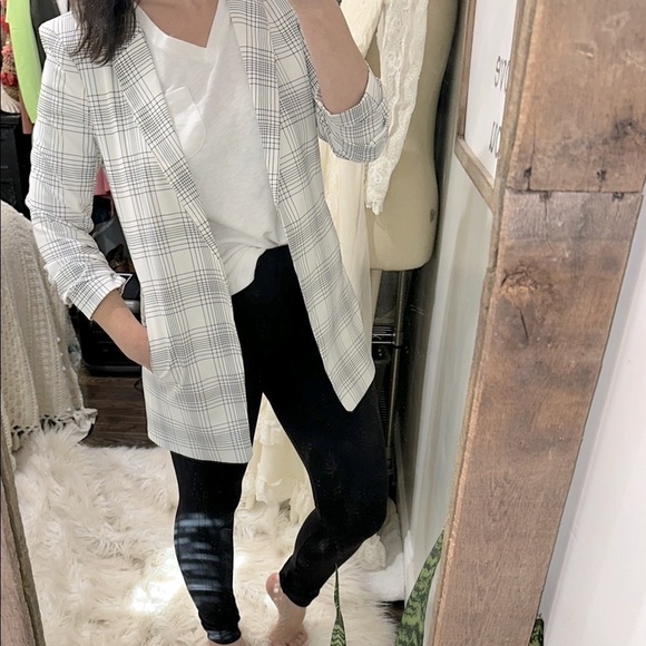 Rachel Zoe white & black plaid jacket size small with pockets - Picture 1 of 7